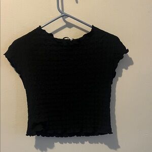 Zara Black Textured Crop Top